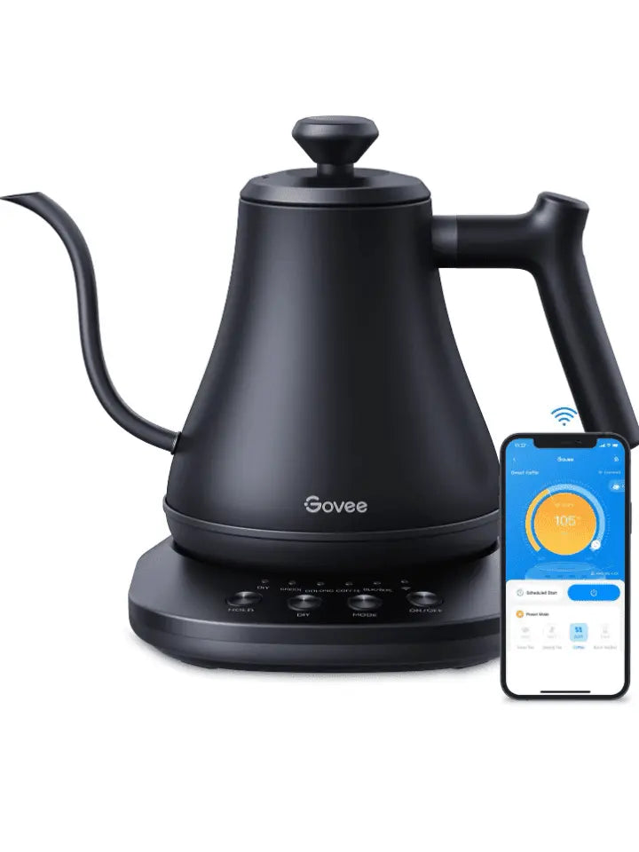 Govee Smart Electric Kettle, WiFi Variable Temperature Gooseneck Pour Over Kettle and Tea Kettle, Alexa Control, 1200W Quick Heating, 100% Stainless Steel, 0.8L, Matte Black