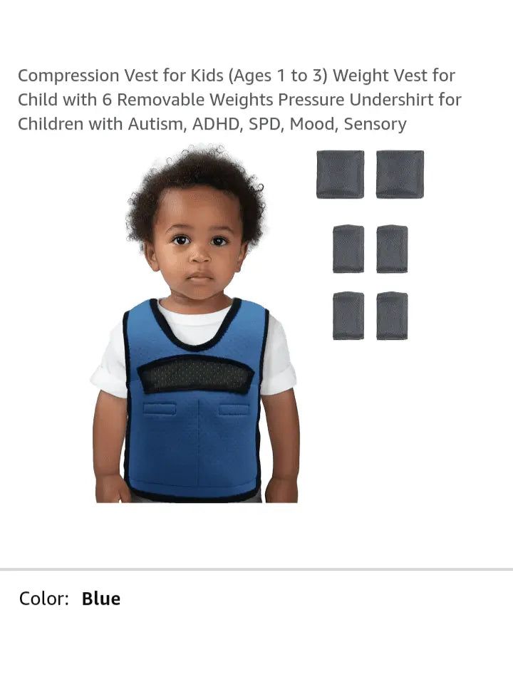 Compression Vest for Kids Ages 1 to 3 Weight Vest for Child with 6 Removable Weights Pressure Undershirt for Children with Autism, ADHD, SPD, Mood, Sensory