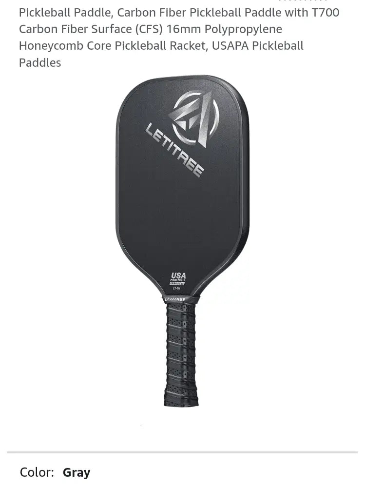 Pickleball Paddle, Carbon Fiber Pickleball Paddle with T700 Carbon Fiber Surface CFS 16mm Polypropylene Honeycomb Core Pickleball Racket, USAPA Pickleball Paddles