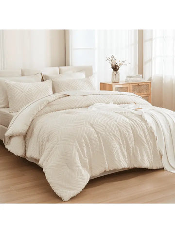 Comforter Set Beddding Comforter Sets, Tufted Lightweight Fluffy Bed Set with Comforter, Sheets, Pillowcases & Shams for All Season