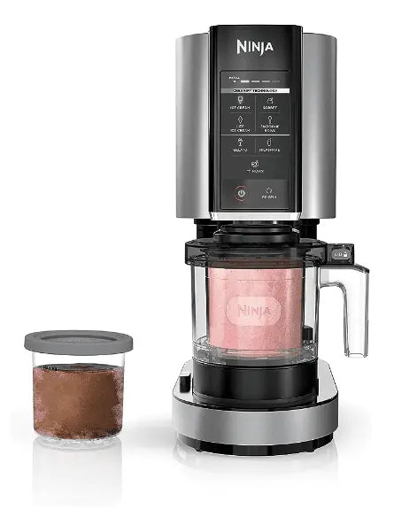 Ninja NC301 CREAMi Ice Cream Maker, for Gelato, Mix-ins, Milkshakes, Sorbet, Smoothie Bowls & More, 7 One-Touch Programs, with 2 Pint Containers & Lids, Compact Size, Perfect for Kids, Silver