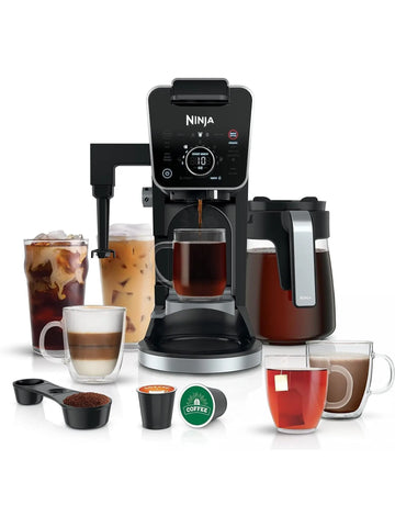 Ninja CFP301 DualBrew Pro Specialty 12-Cup Drip Maker with Glass Carafe, Single-Serve Grounds, compatible with K-Cup pods, with 4 Brew Styles, Frother & Separate Hot Water System, Black