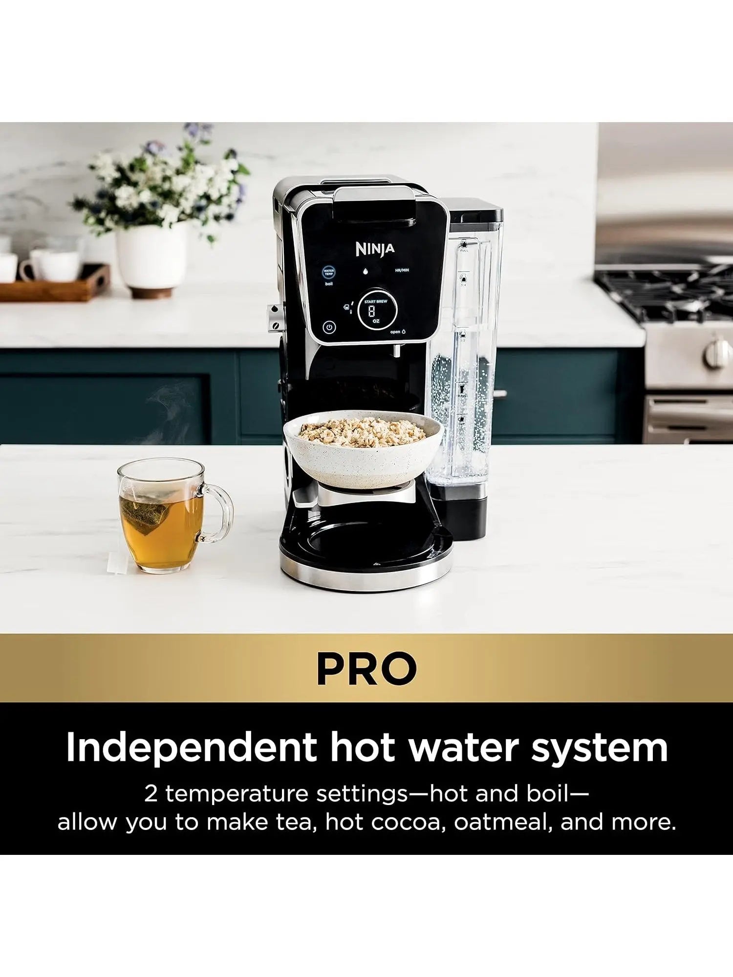 Ninja CFP301 DualBrew Pro Specialty 12-Cup Drip Maker with Glass Carafe, Single-Serve Grounds, compatible with K-Cup pods, with 4 Brew Styles, Frother & Separate Hot Water System, Black